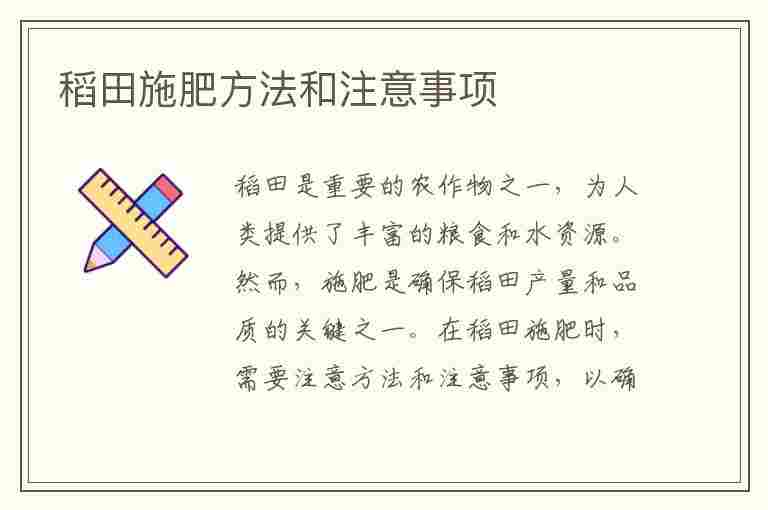 稻田施肥方法和注意事项(稻田施肥方法和注意事项有哪些)